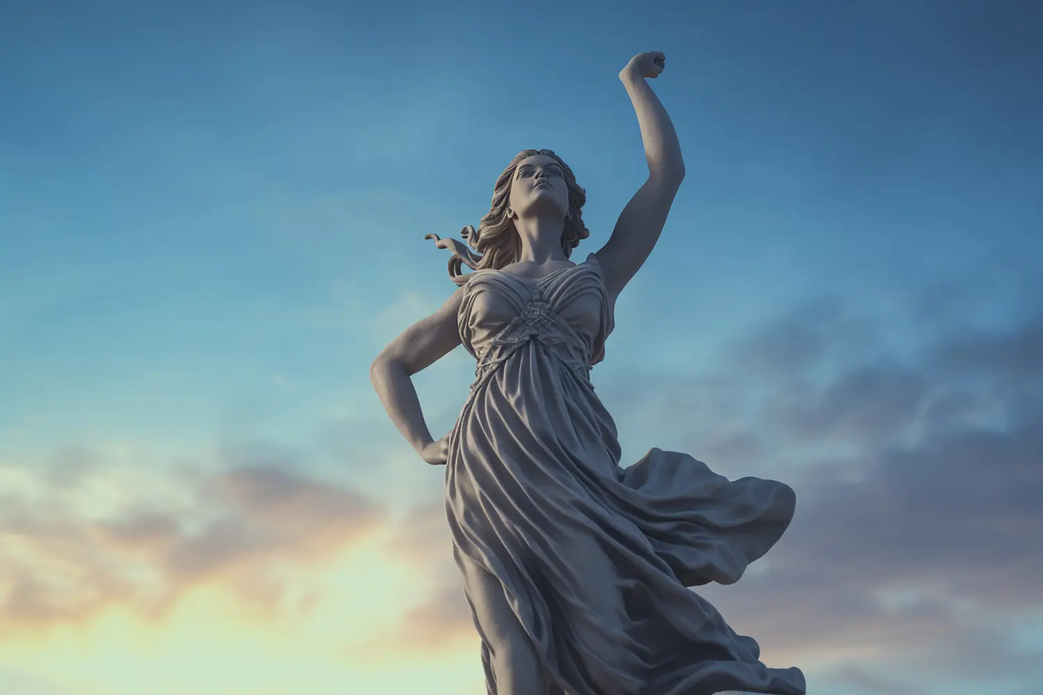 Cosmopolitan Aesthetics Hannover und Braunschweig - Majestätische Marmorstatue einer antiken griechischen Göttin, geschaffen mit KI