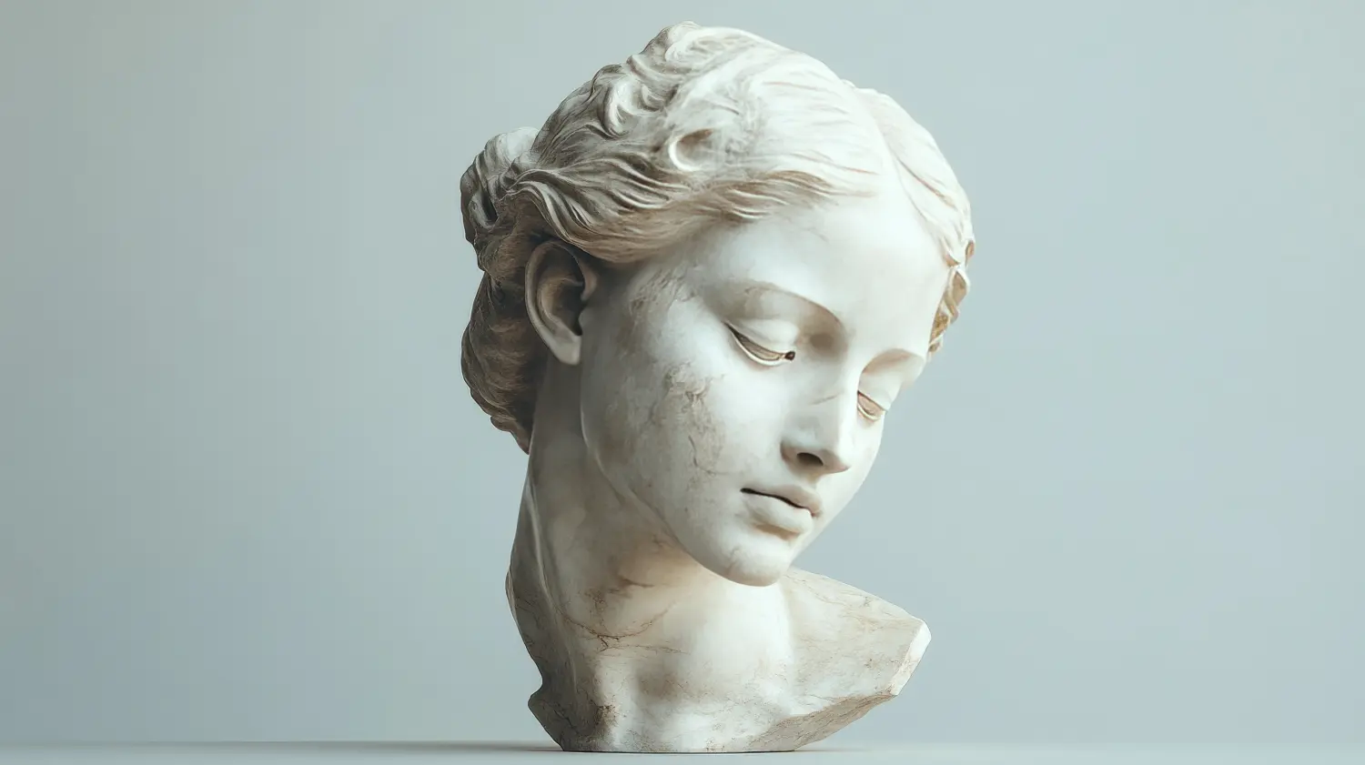 Cosmopolitan Aesthetics Hannover und Braunschweig - Ein klassischer Marmorkopf vor einem minimalistischen, neutralen Hintergrund, der seine zeitlose Schönheit hervorhebt.