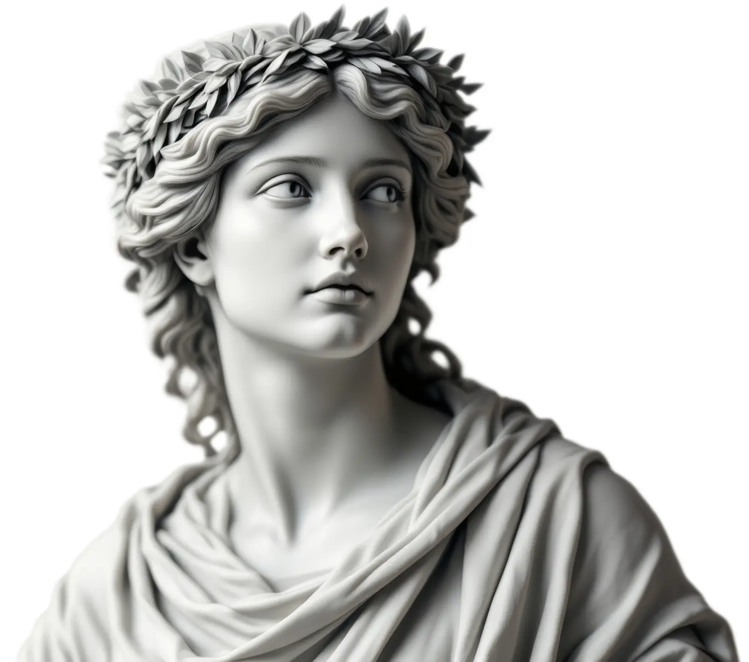 Cosmopolitan Aesthetics Hannover und Braunschweig - Statue einer Frau mit einem Kranz aus Blättern und einem drapierten Gewand im klassischen Stil