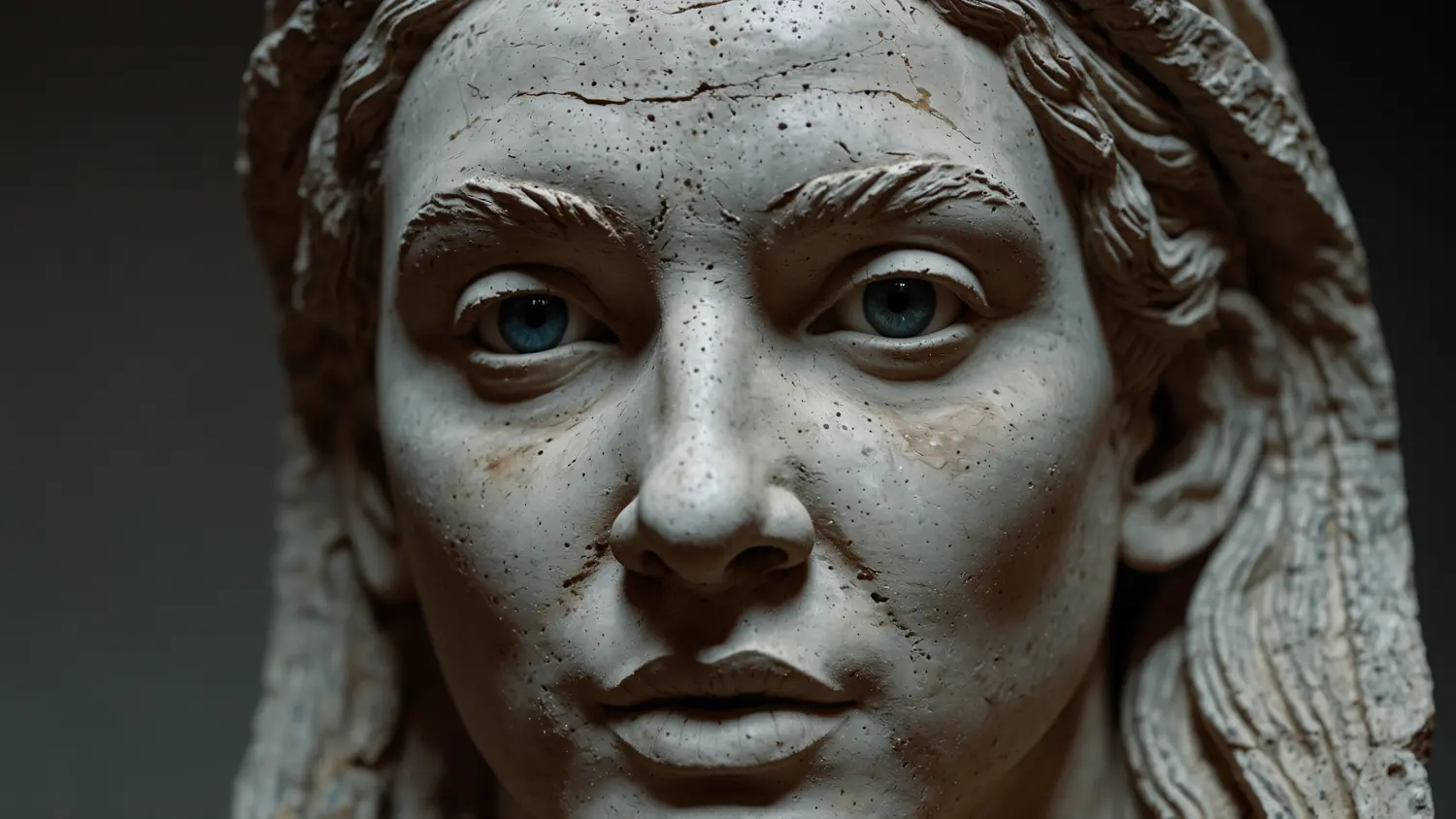 Cosmopolitan Aesthetics Hannover und Braunschweig - Eine Statue von Evlis, deren Augen den Fall der alten Gottheiten widerspiegeln